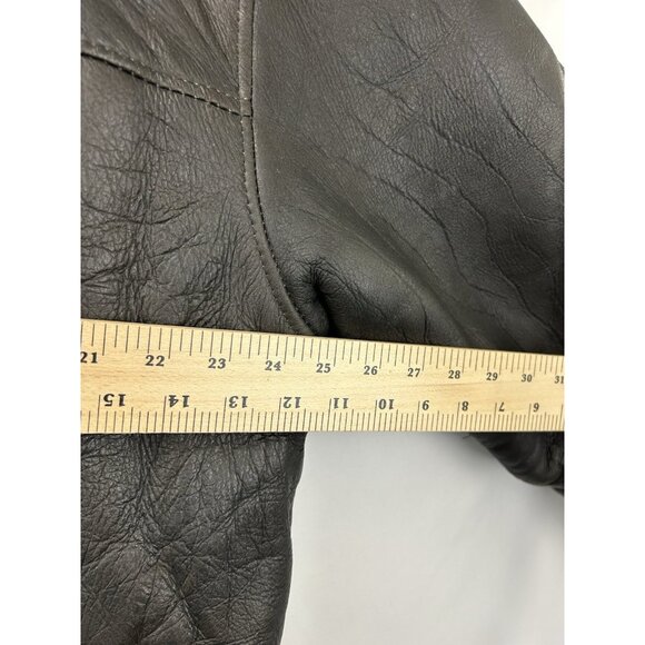 VTG Runway XL Gen. Shearling Leather Jacket Pure Wool Lining Aviator Bomber Coat - Picture 5 of 16
